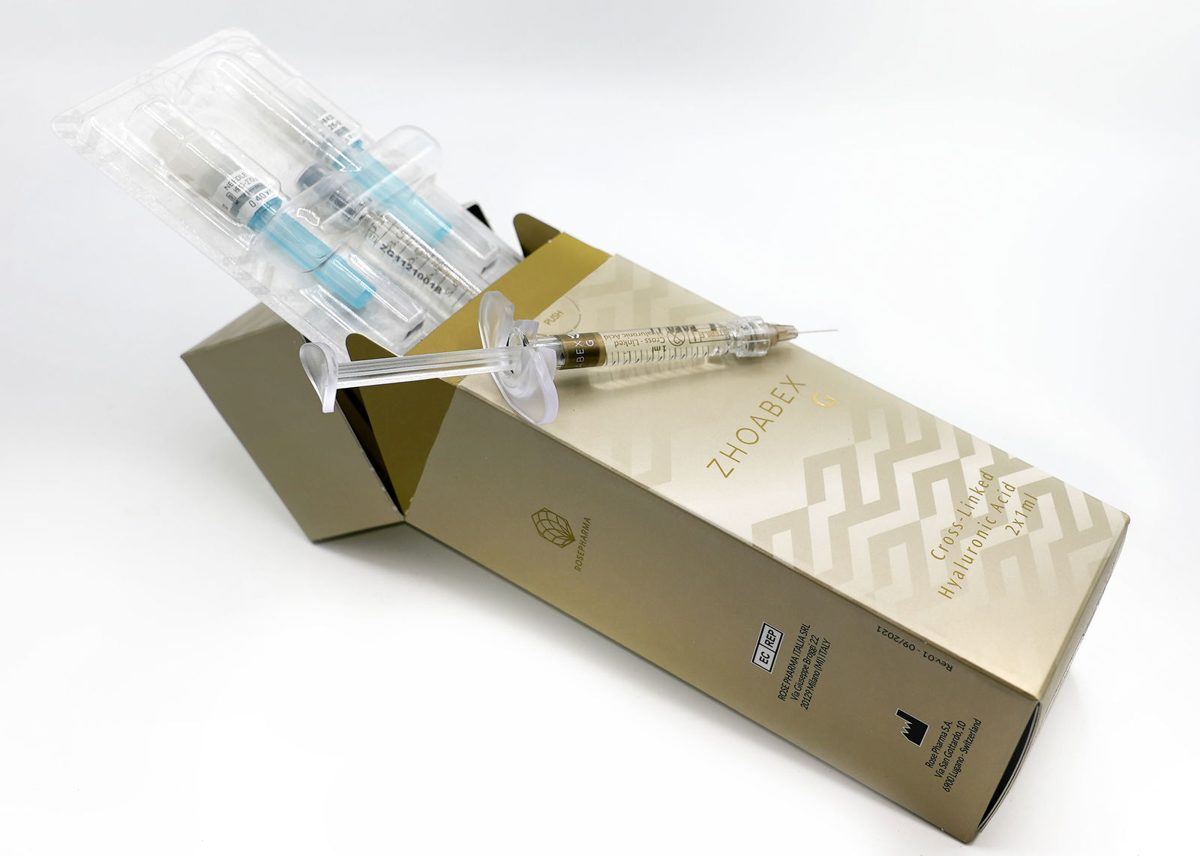 Zhoabex G Verpackung mit zwei Fertigspritzen und Nadeln